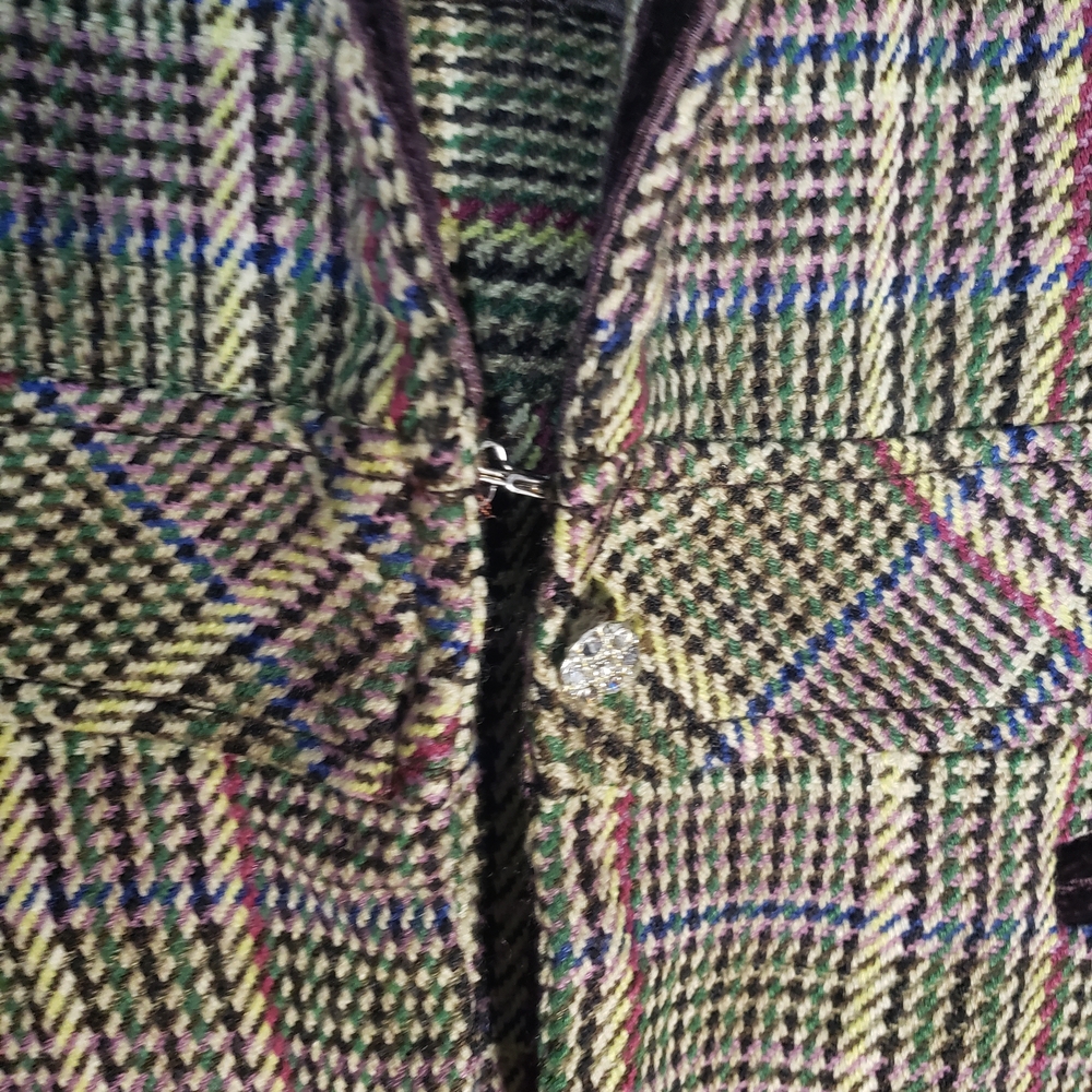 41. Studio Y Sz XL Multicolor Plaid Short-Sleeve Blazer - Picture 5 of 8